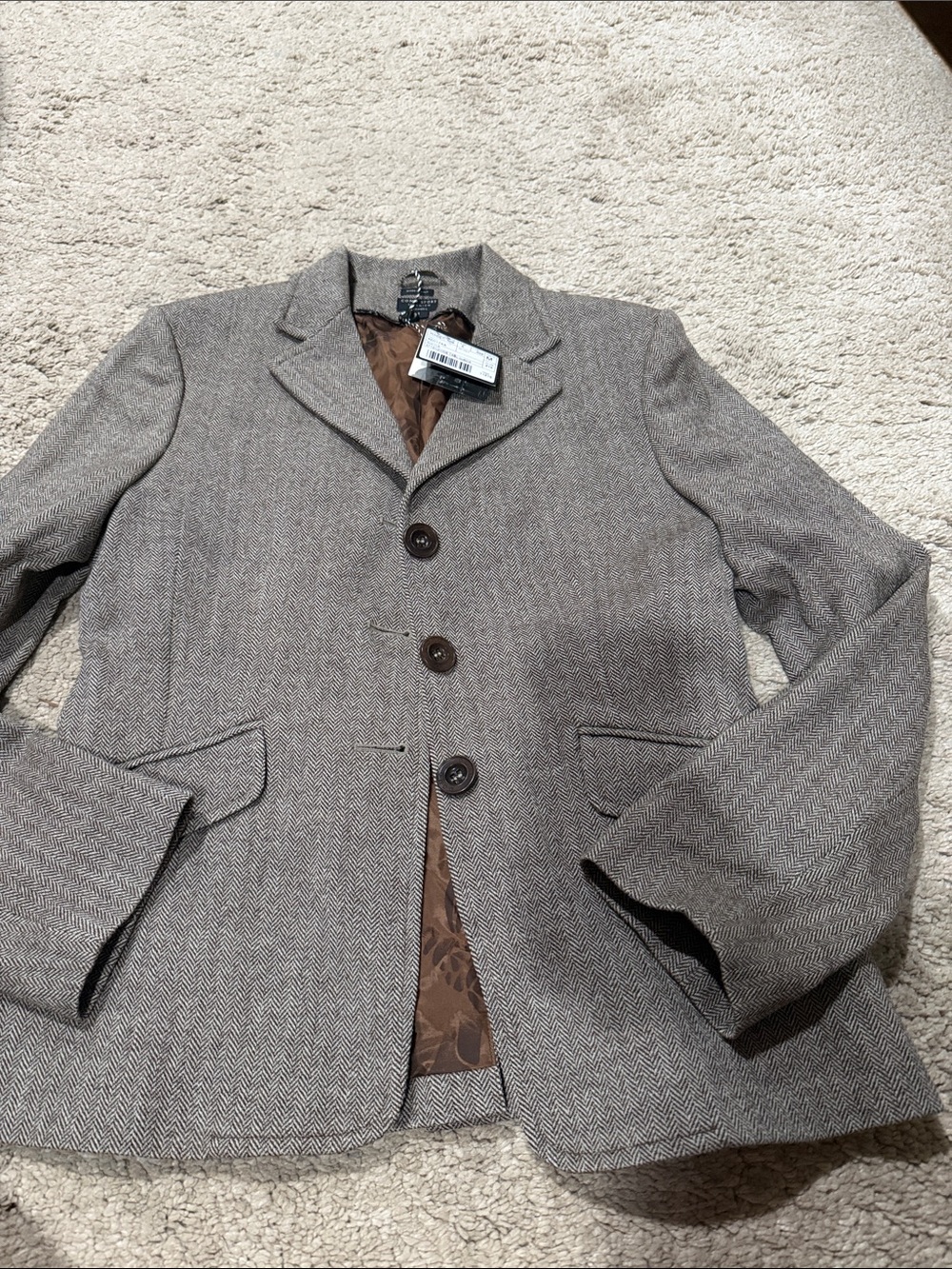NWT Como Sport titanium Taupe Herringbone Sport Coat